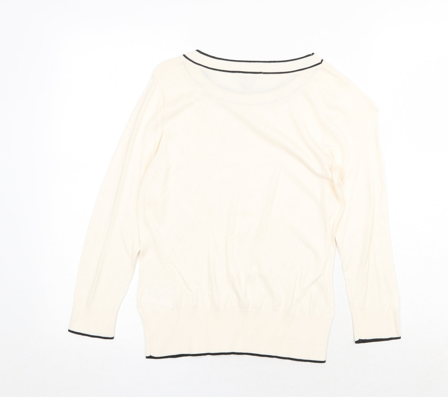 H&M Womens Beige Scoop Neck Cotton Pullover Jumper Size S