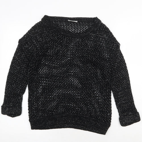 Wallis Womens Black Scoop Neck Acrylic Pullover Jumper Size S