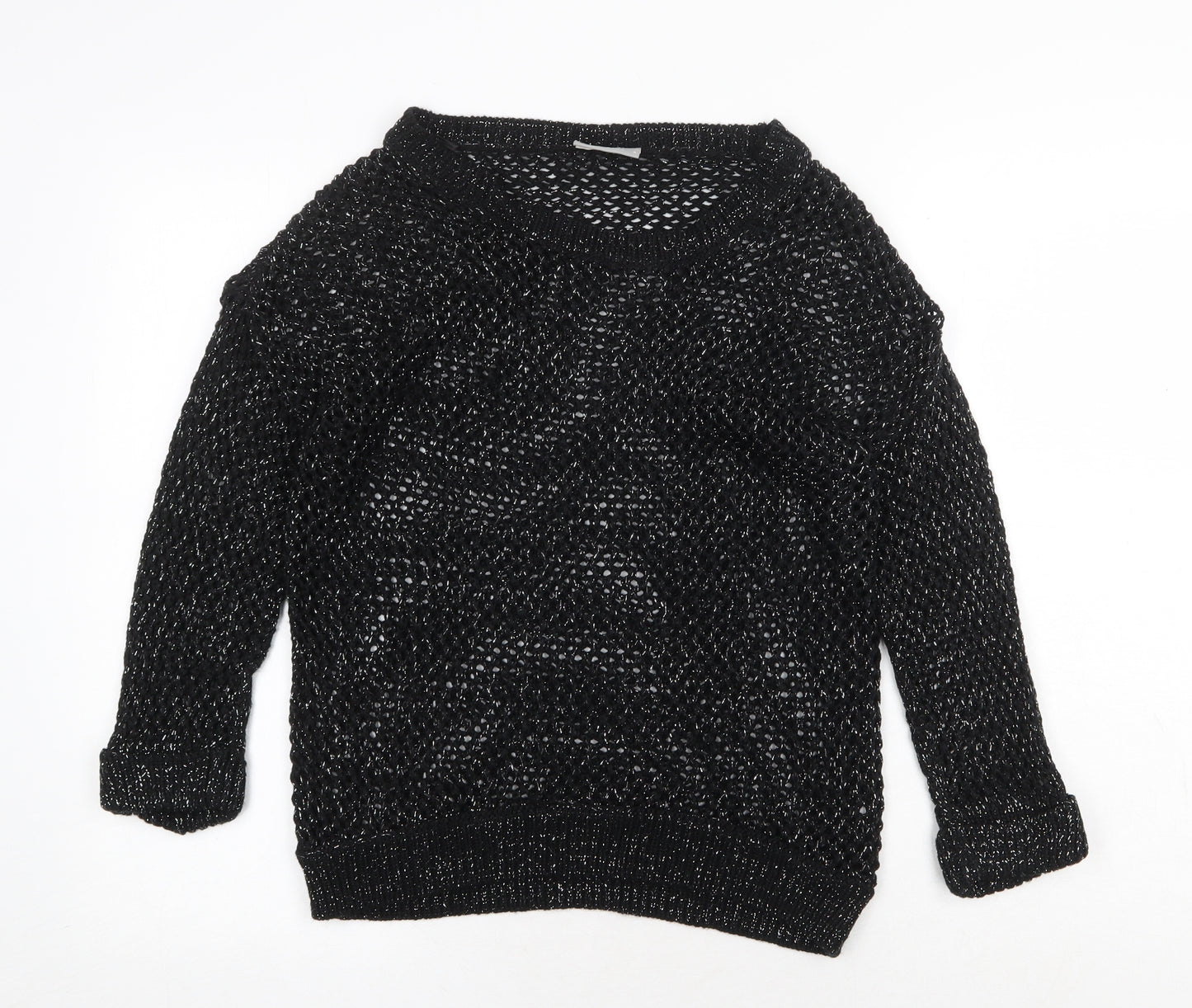 Wallis Womens Black Scoop Neck Acrylic Pullover Jumper Size S