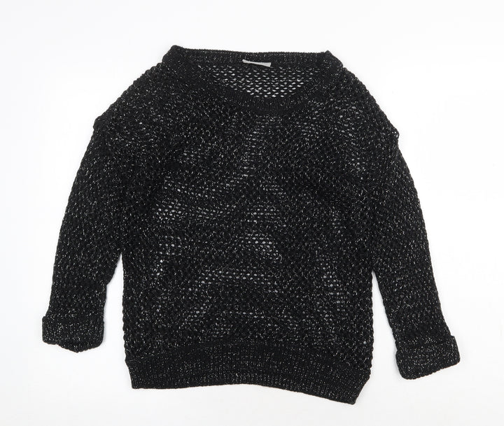 Wallis Womens Black Scoop Neck Acrylic Pullover Jumper Size S