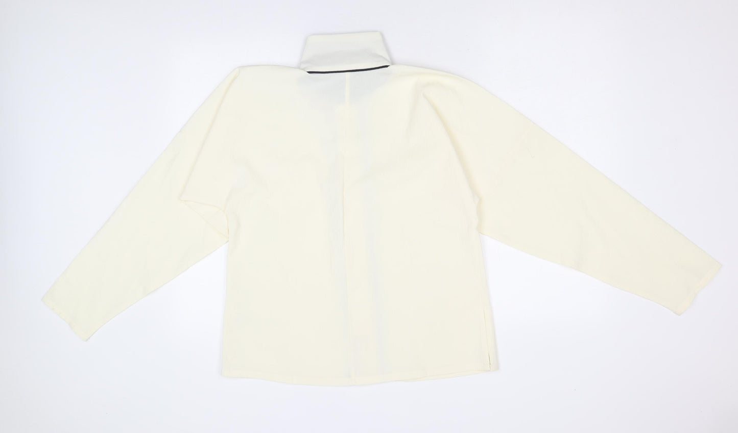 Preworn Womens Ivory Polyester Basic Blouse Size M High Neck