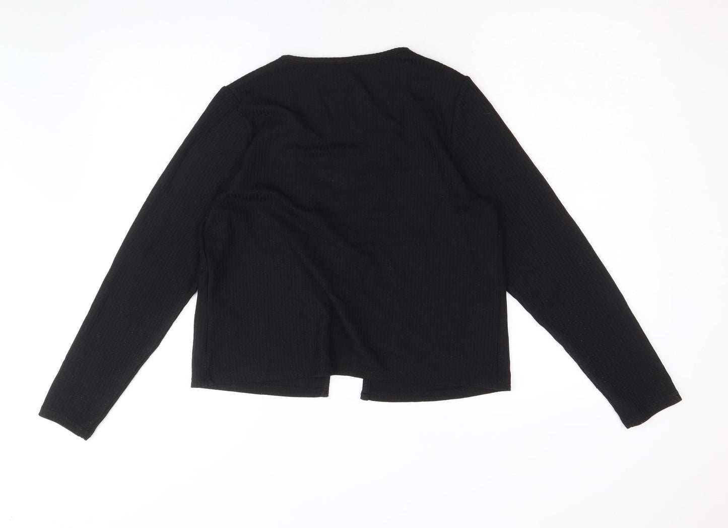 Divided by H&M Womens Black Polyester Cropped Blouse Size L V-Neck