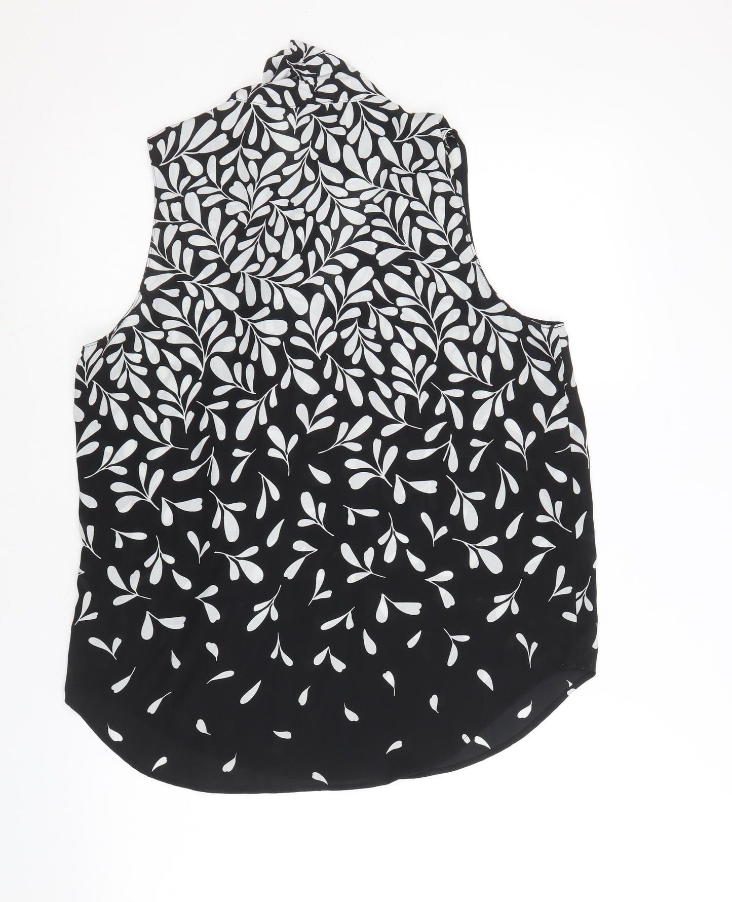 Ann Taylor Womens Black Geometric Polyester Basic Blouse Size M Round Neck - Pussy Bow Neck