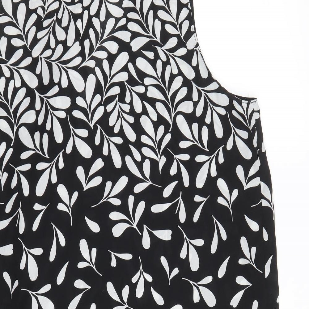 Ann Taylor Womens Black Geometric Polyester Basic Blouse Size M Round Neck - Pussy Bow Neck