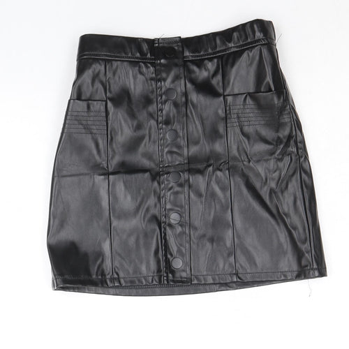 SheIn Girls Black Polyester A-Line Skirt Size 9-10 Years Regular Zip