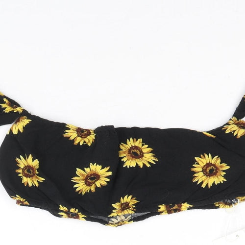 Zaful Womens Black Floral Viscose Cropped Blouse Size M Off the Shoulder - Sunflower Bardot