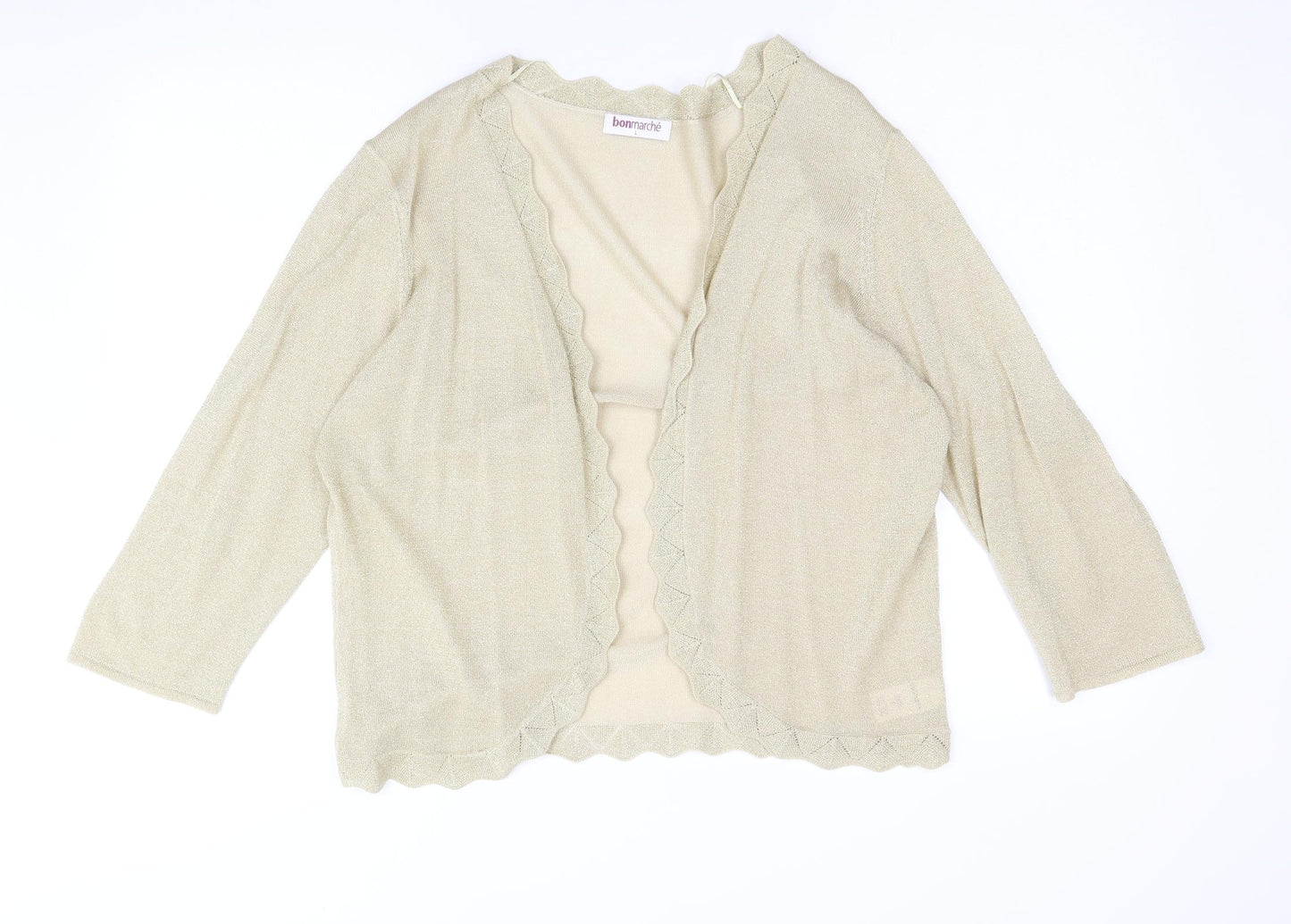Bonmarche Womens Gold V-Neck Acrylic Cardigan Jumper Size L