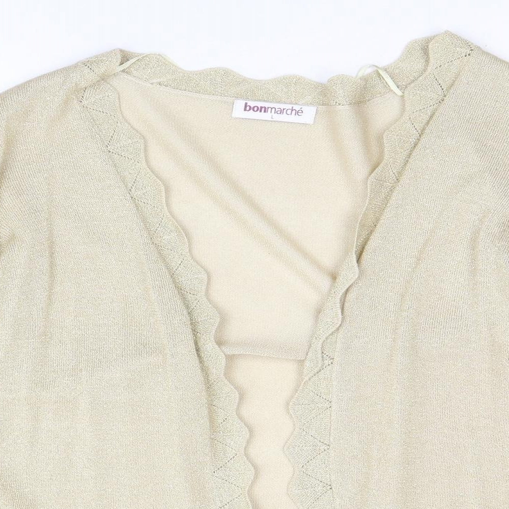 Bonmarche Womens Gold V-Neck Acrylic Cardigan Jumper Size L