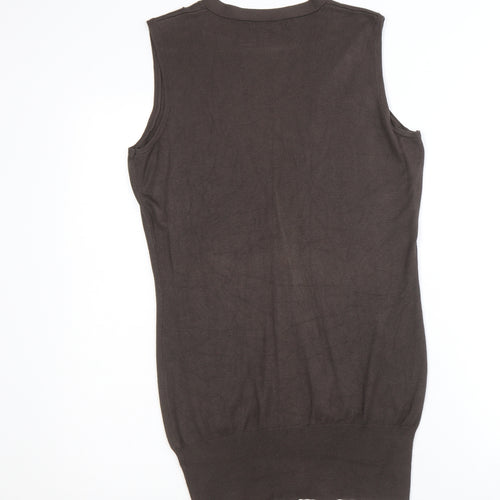 Marks and Spencer Womens Brown V-Neck Viscose Cardigan Jumper Size 12