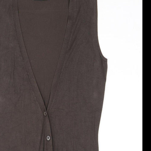 Marks and Spencer Womens Brown V-Neck Viscose Cardigan Jumper Size 12