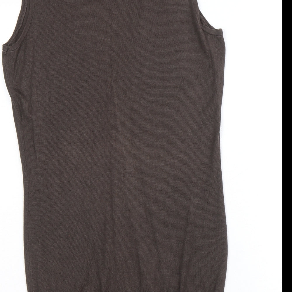Marks and Spencer Womens Brown V-Neck Viscose Cardigan Jumper Size 12