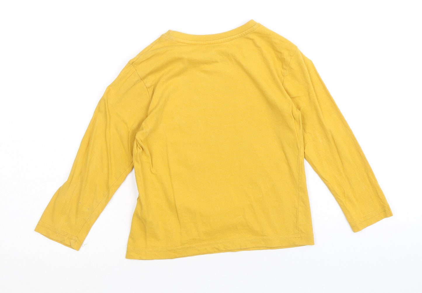 Primark Boys Yellow 100% Cotton Pullover Casual Size 4-5 Years Round Neck Pullover - Forrest Monsters