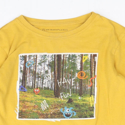 Primark Boys Yellow 100% Cotton Pullover Casual Size 4-5 Years Round Neck Pullover - Forrest Monsters
