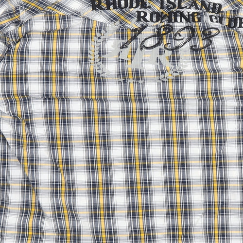 Rhode Island Mens Multicoloured Plaid Cotton Button-Up Size S Collared Button
