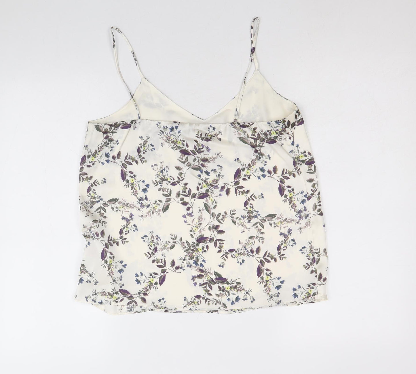 New Look Womens Ivory Geometric Polyester Basic Tank Size 10 V-Neck