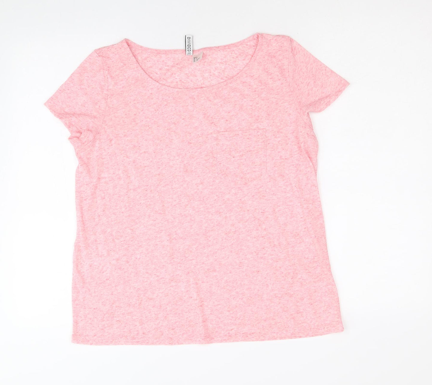 Divided by H&M Womens Pink Viscose Basic T-Shirt Size S Round Neck