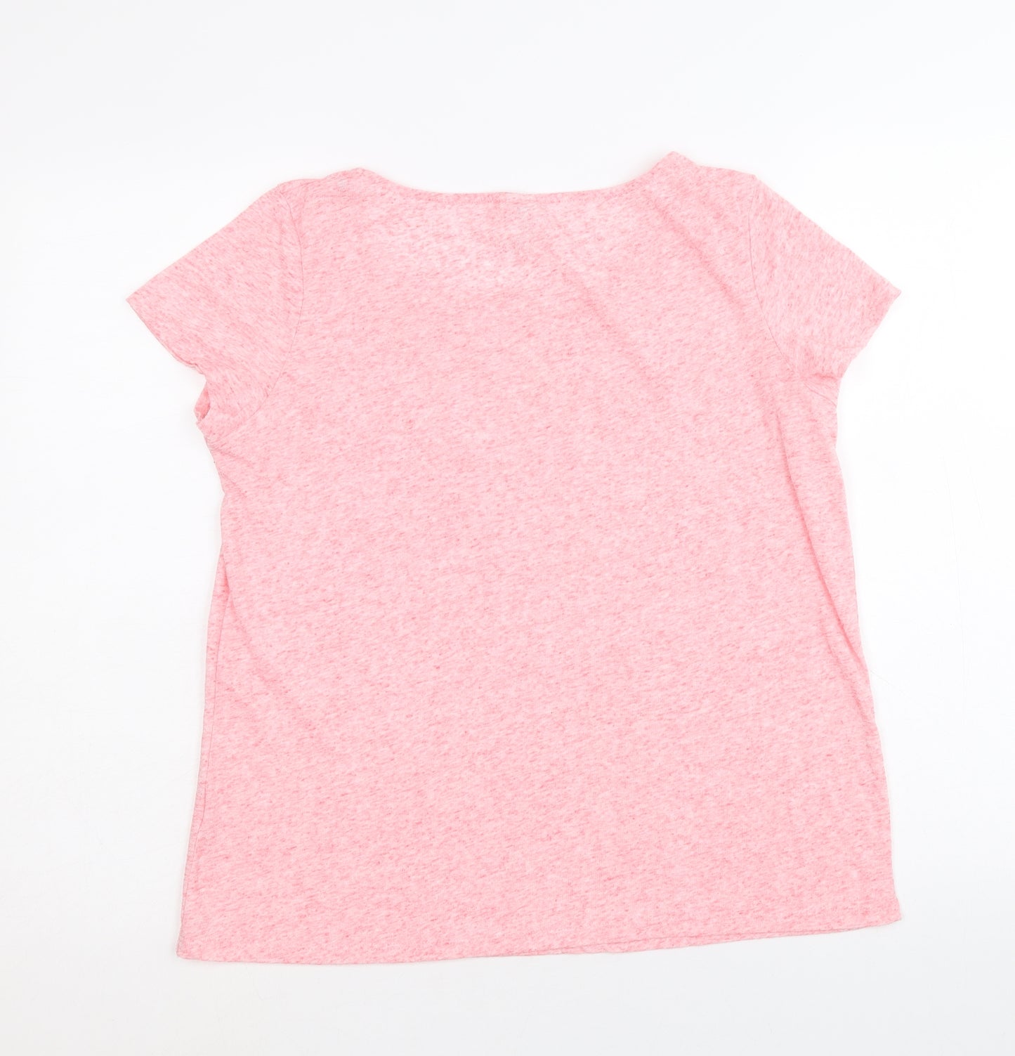 Divided by H&M Womens Pink Viscose Basic T-Shirt Size S Round Neck