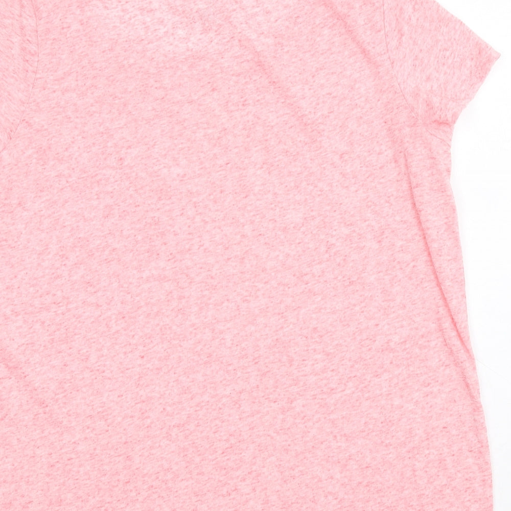 Divided by H&M Womens Pink Viscose Basic T-Shirt Size S Round Neck