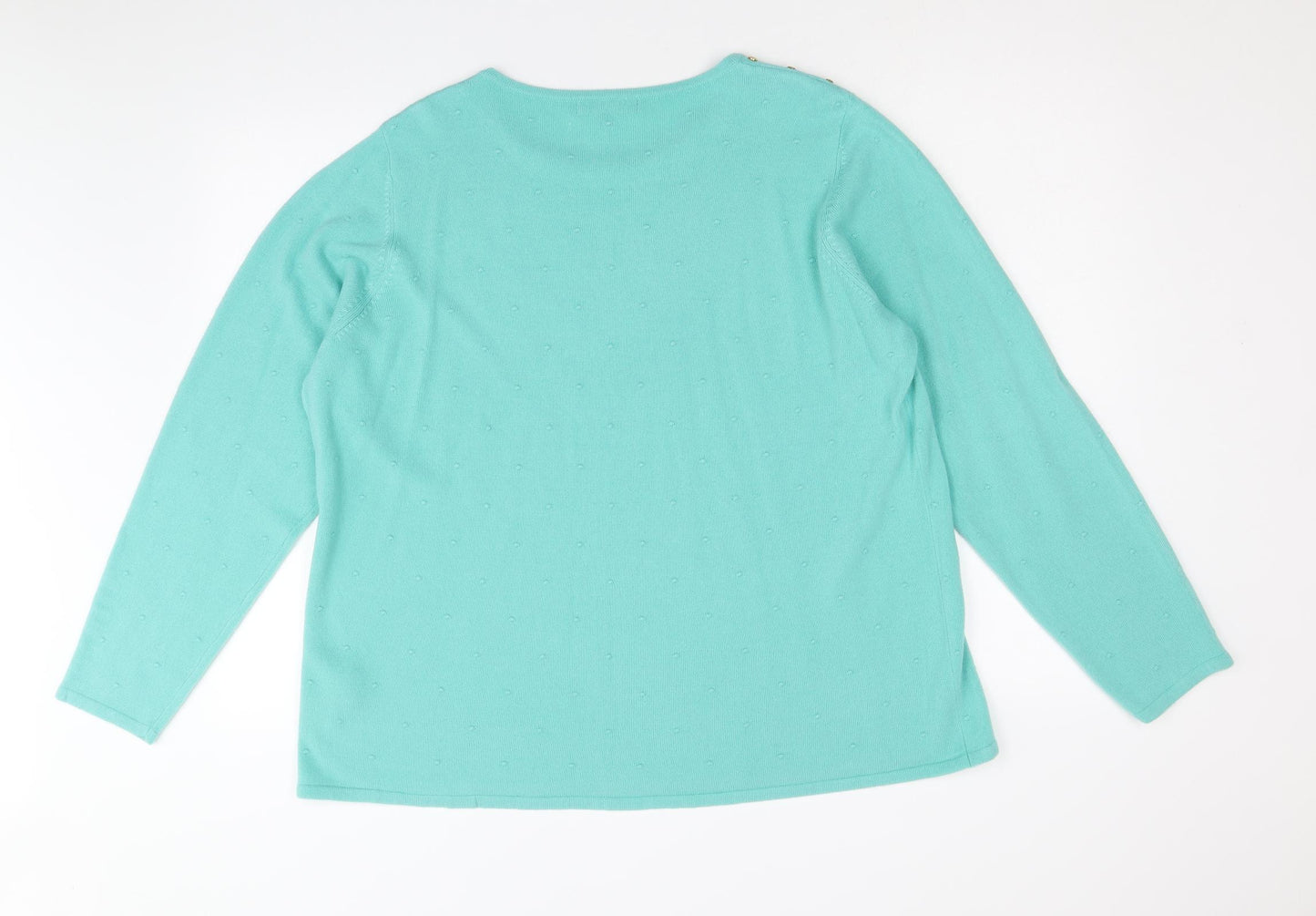 Bonmarché Womens Green Round Neck Acrylic Pullover Jumper Size 22