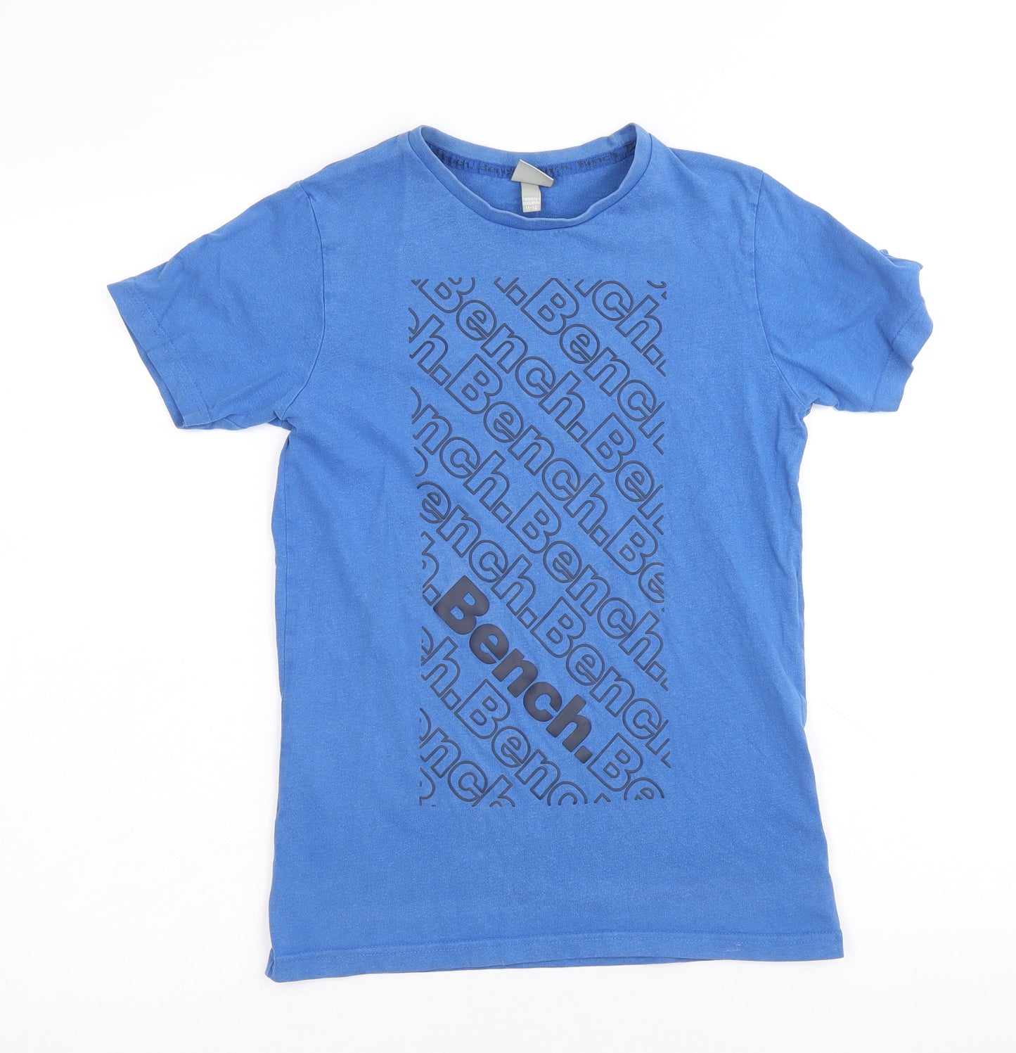 Bench Boys Blue 100% Cotton Basic T-Shirt Size 11-12 Years Round Neck Pullover - Bench.