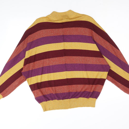 Marks and Spencer Womens Multicoloured Round Neck Striped Polyamide Pullover Jumper Size M