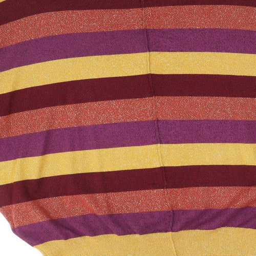 Marks and Spencer Womens Multicoloured Round Neck Striped Polyamide Pullover Jumper Size M