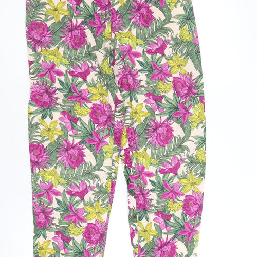 H&M Womens Multicoloured Floral Viscose Trousers Size 6 Regular