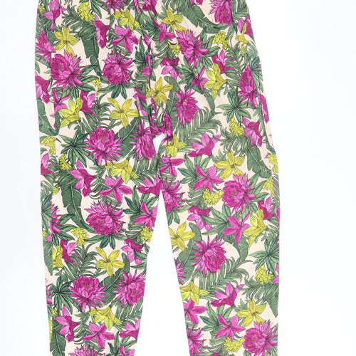 H&M Womens Multicoloured Floral Viscose Trousers Size 6 Regular
