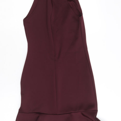 New Look Womens Purple Polyester Bodycon Size 6 Round Neck Zip
