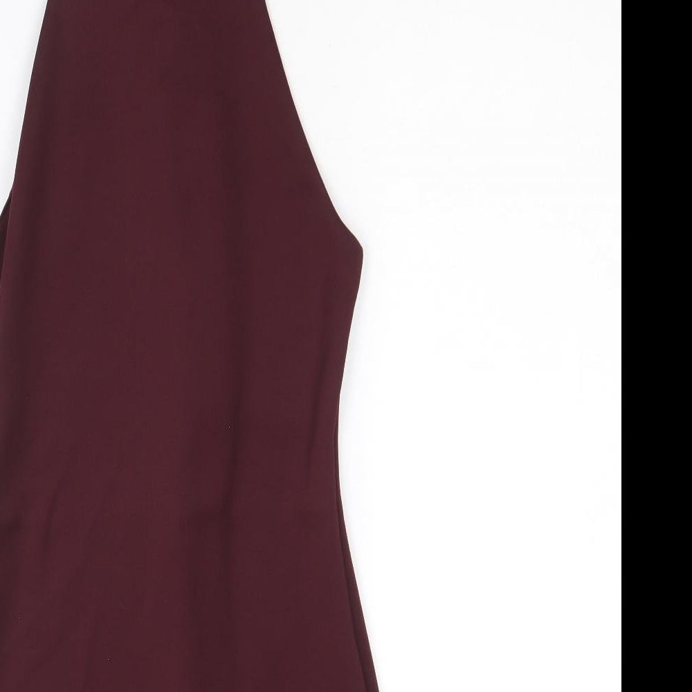 New Look Womens Purple Polyester Bodycon Size 6 Round Neck Zip