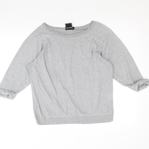 Golddigga Womens Grey Round Neck Cotton Pullover Jumper Size 14