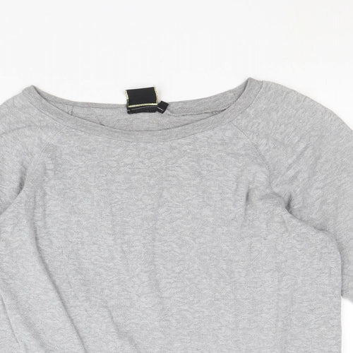 Golddigga Womens Grey Round Neck Cotton Pullover Jumper Size 14