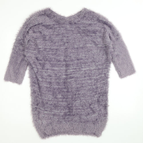 Lavitta Womens Purple Round Neck Polyester Pullover Jumper Size L