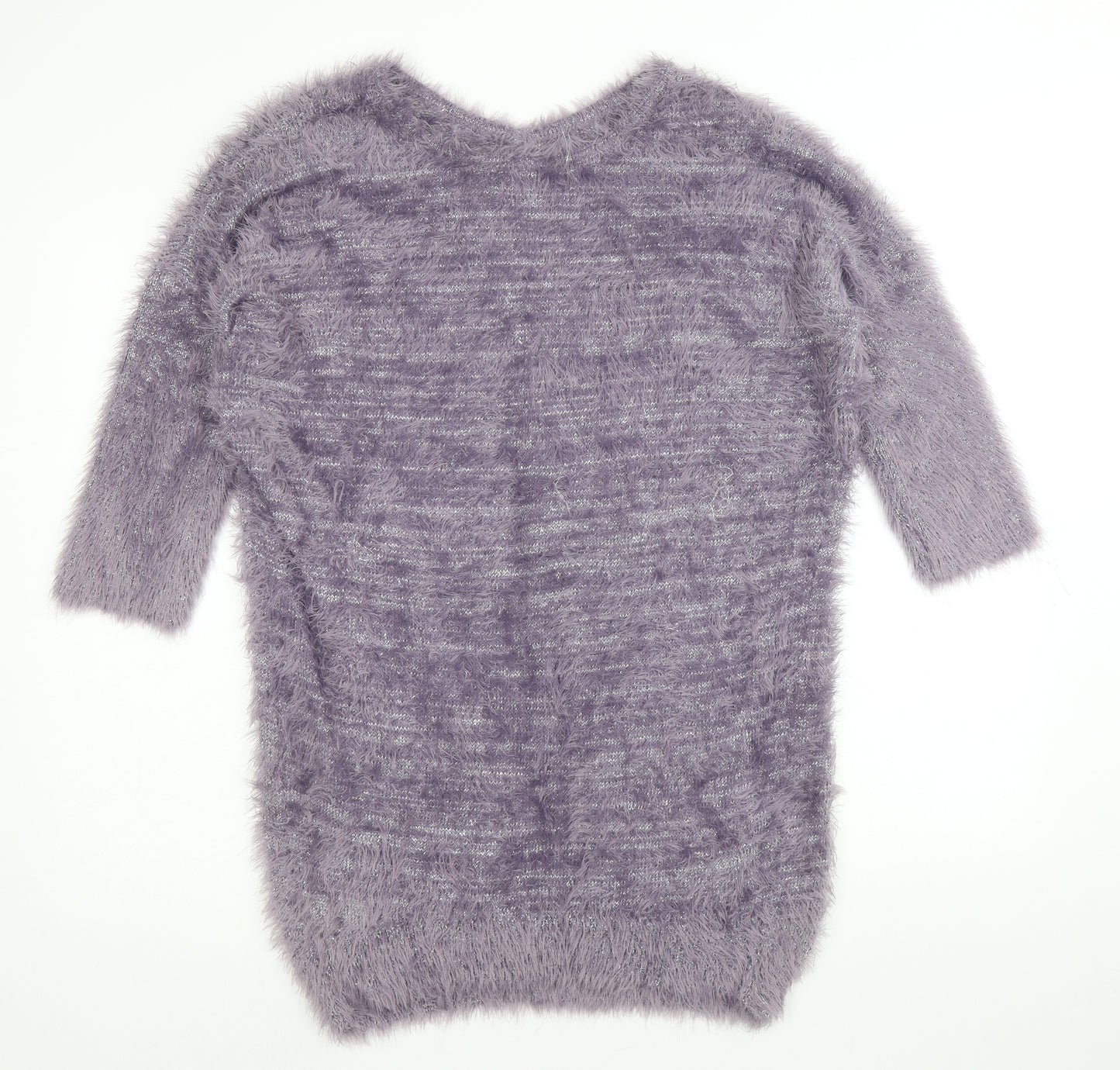 Lavitta Womens Purple Round Neck Polyester Pullover Jumper Size L