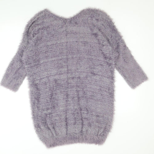 Lavitta Womens Purple Round Neck Polyester Pullover Jumper Size L