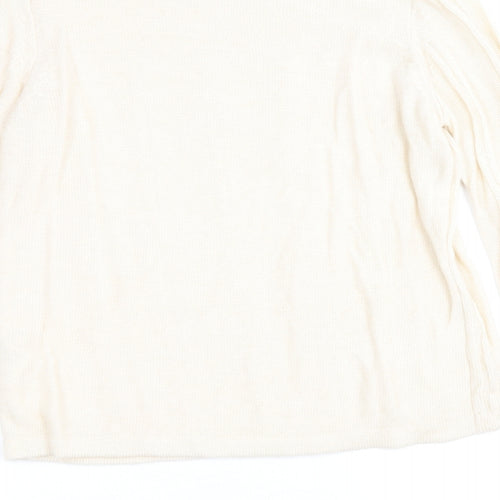 EWM Womens Beige Round Neck Acrylic Pullover Jumper Size S