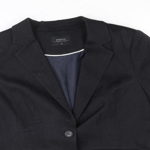 Papaya Womens Blue Polyester Jacket Blazer Size 12