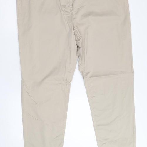 Elena Miro Womens Brown Cotton Trousers Size 26 Regular Zip