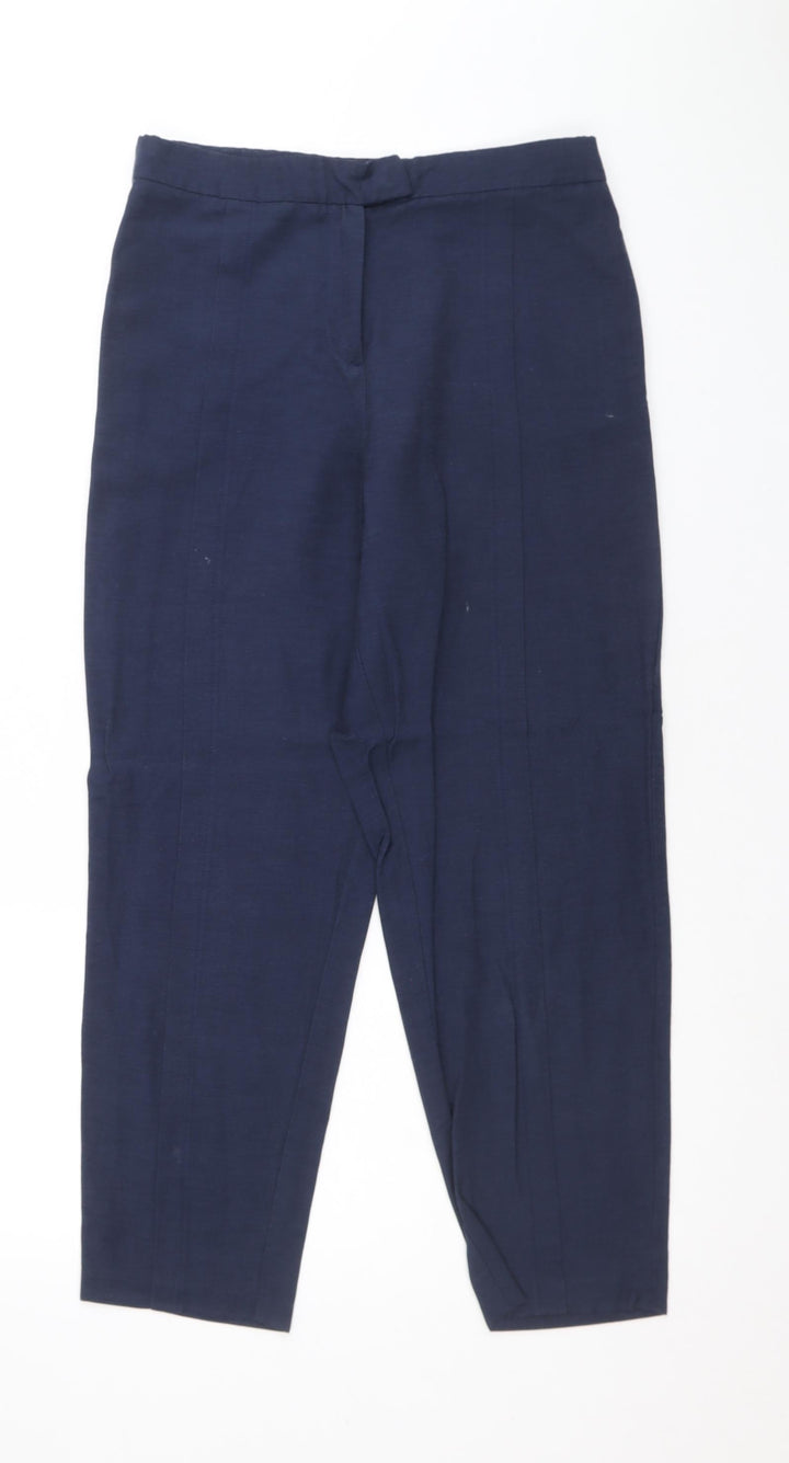 Sisley Womens Blue Viscose Trousers Size 8 Regular Zip
