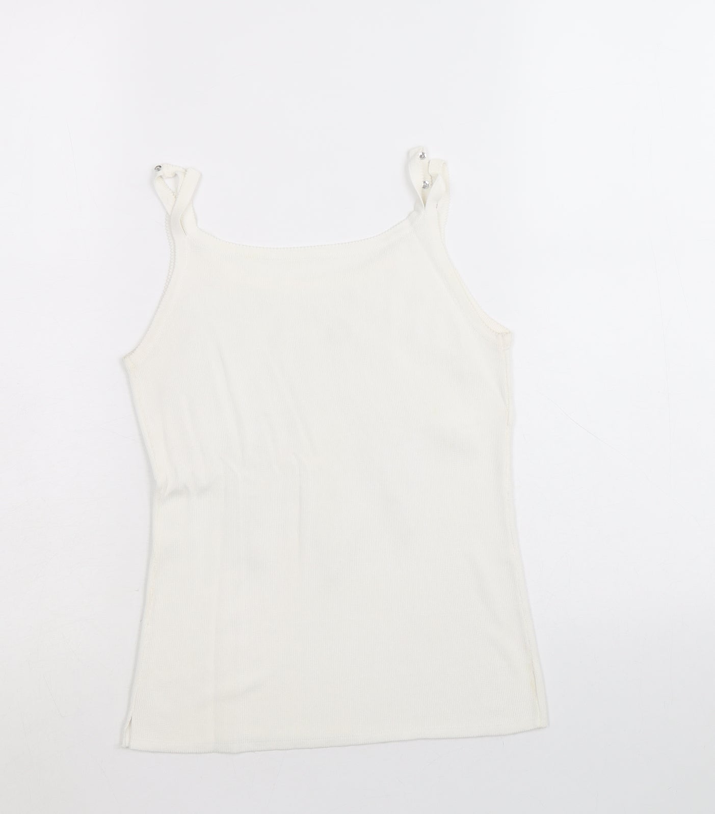 Preworn Womens White Polyamide Basic Tank Size 6 Round Neck