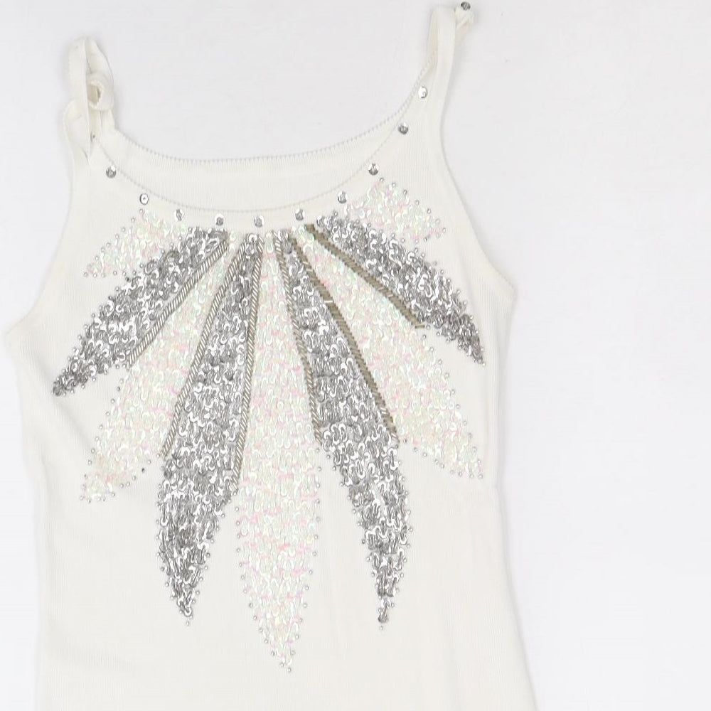 Preworn Womens White Polyamide Basic Tank Size 6 Round Neck