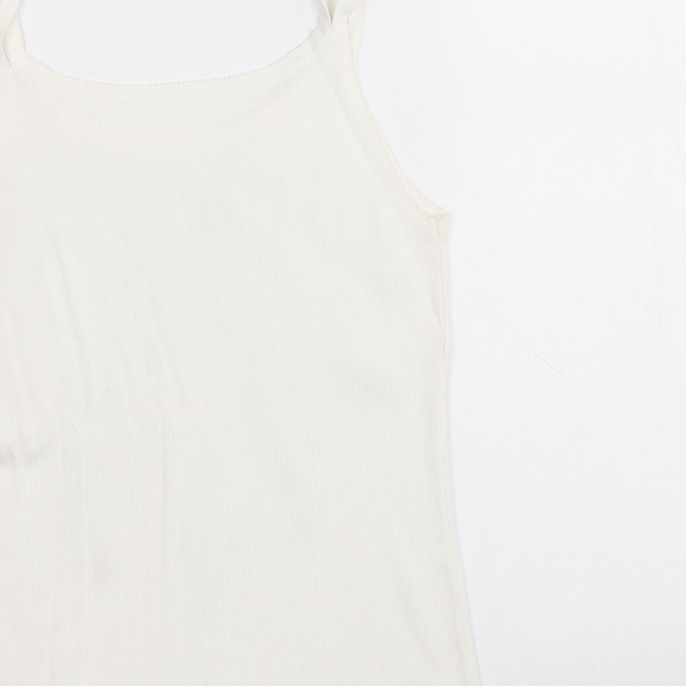 Preworn Womens White Polyamide Basic Tank Size 6 Round Neck