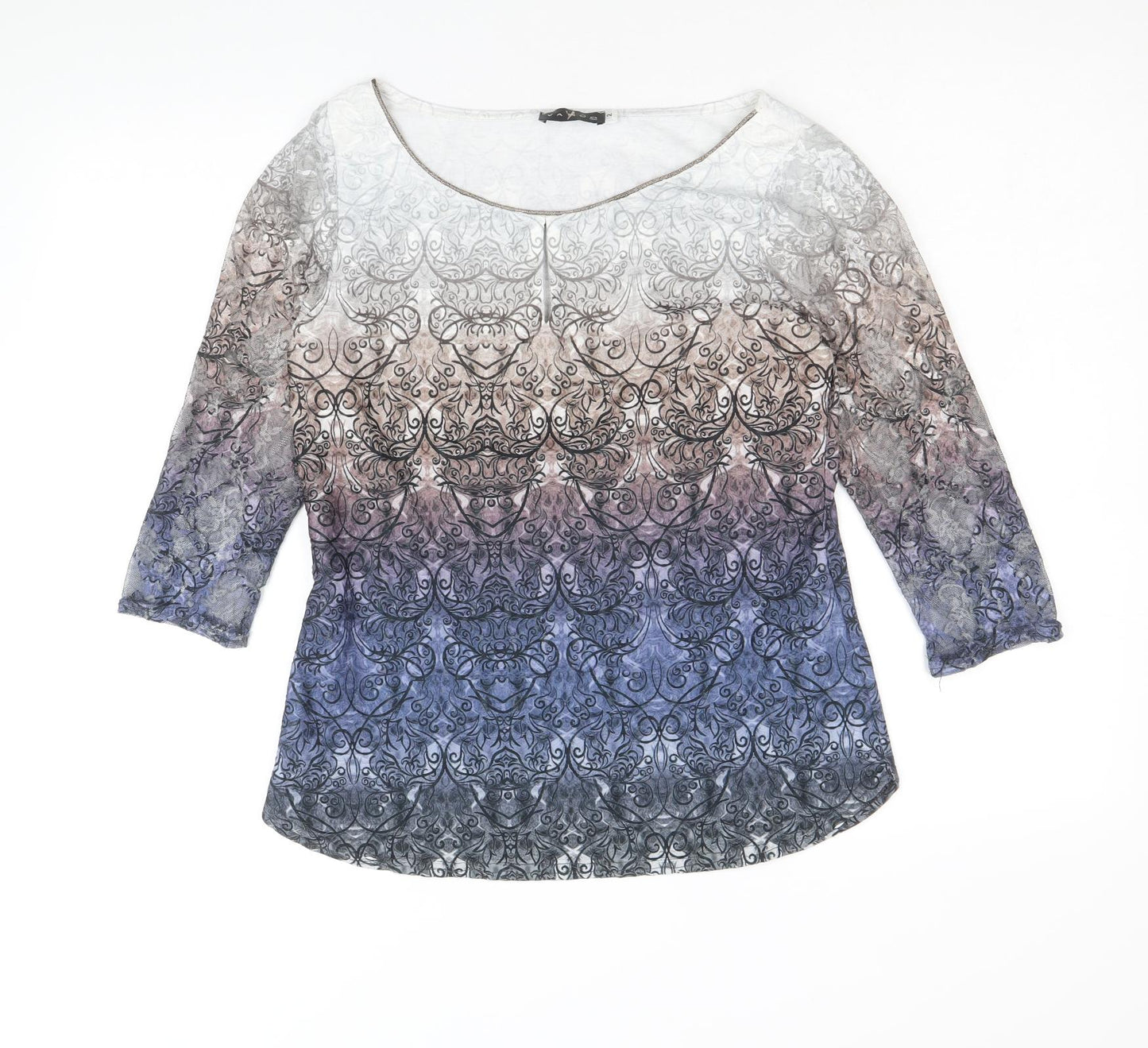 Vango Womens Multicoloured Geometric Polyester Basic T-Shirt Size 10 Round Neck