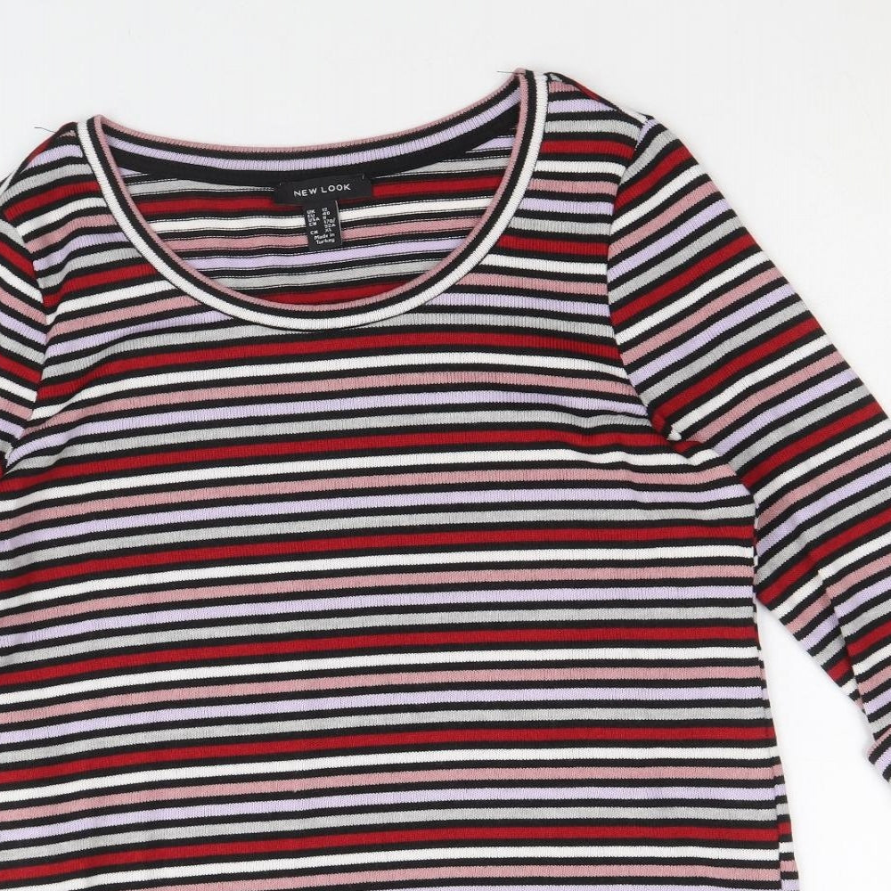 New Look Womens Multicoloured Scoop Neck Striped Polyester Pullover Jumper Size 12