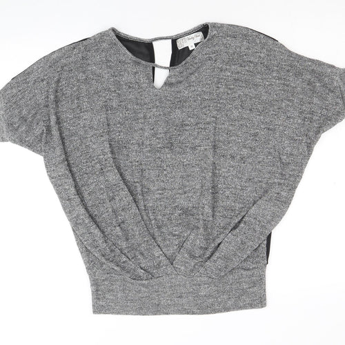 Voulez-Vous Womens Silver Round Neck Polyester Pullover Jumper Size M