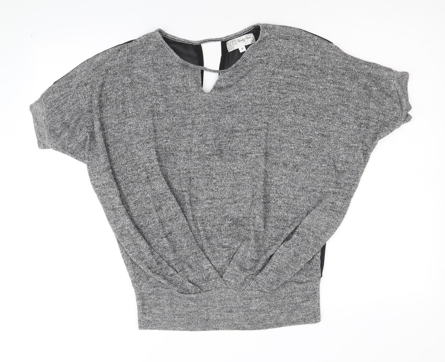 Voulez-Vous Womens Silver Round Neck Polyester Pullover Jumper Size M