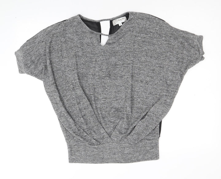 Voulez-Vous Womens Silver Round Neck Polyester Pullover Jumper Size M
