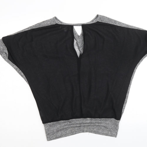 Voulez-Vous Womens Silver Round Neck Polyester Pullover Jumper Size M