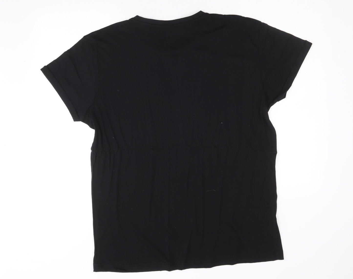 Peacocks Mens Black Cotton T-Shirt Size XL Round Neck