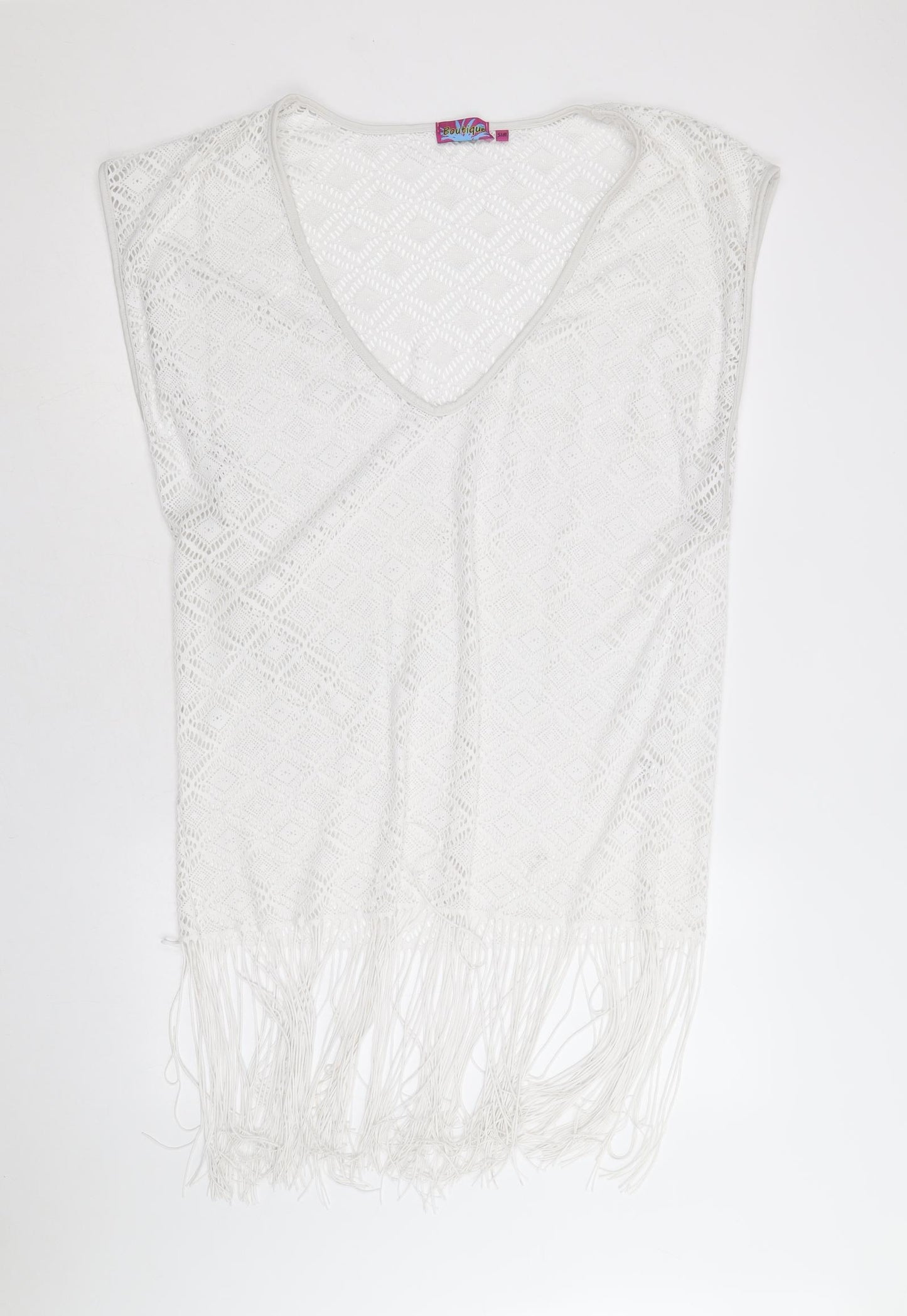 Boutique Womens White Polyester Cover Up Size S - Beach cover up